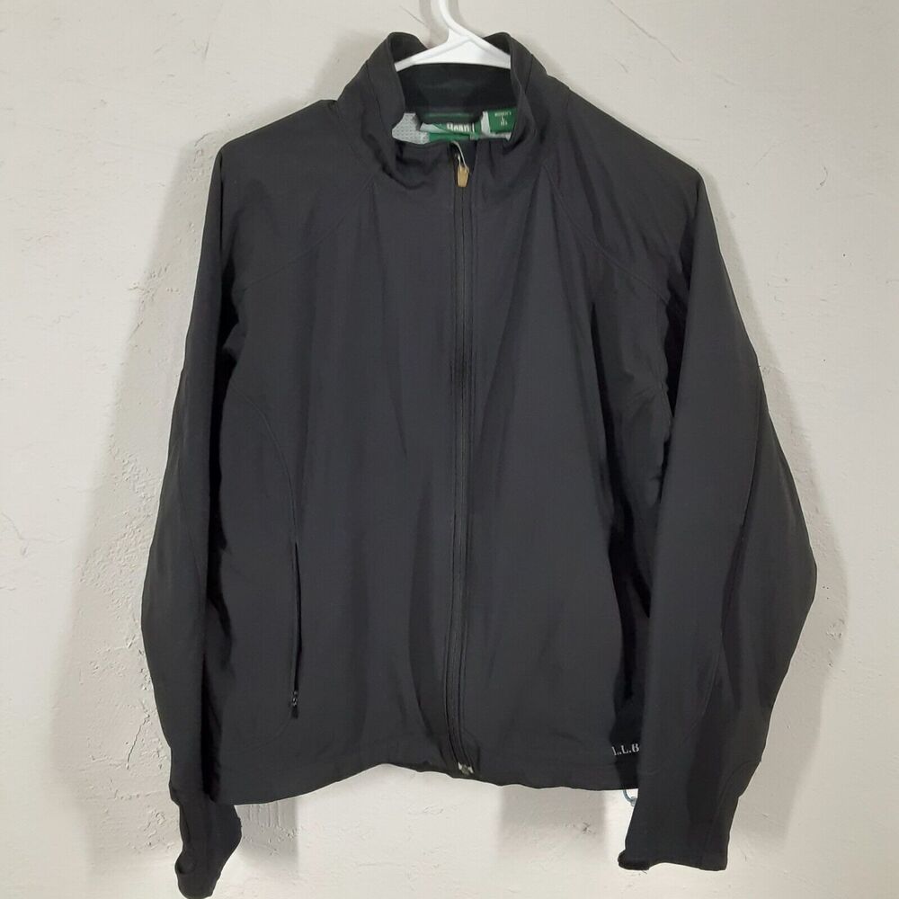 Women's L.L. Bean Medium Weight Full Zip Polyester Black Jacket Size Large